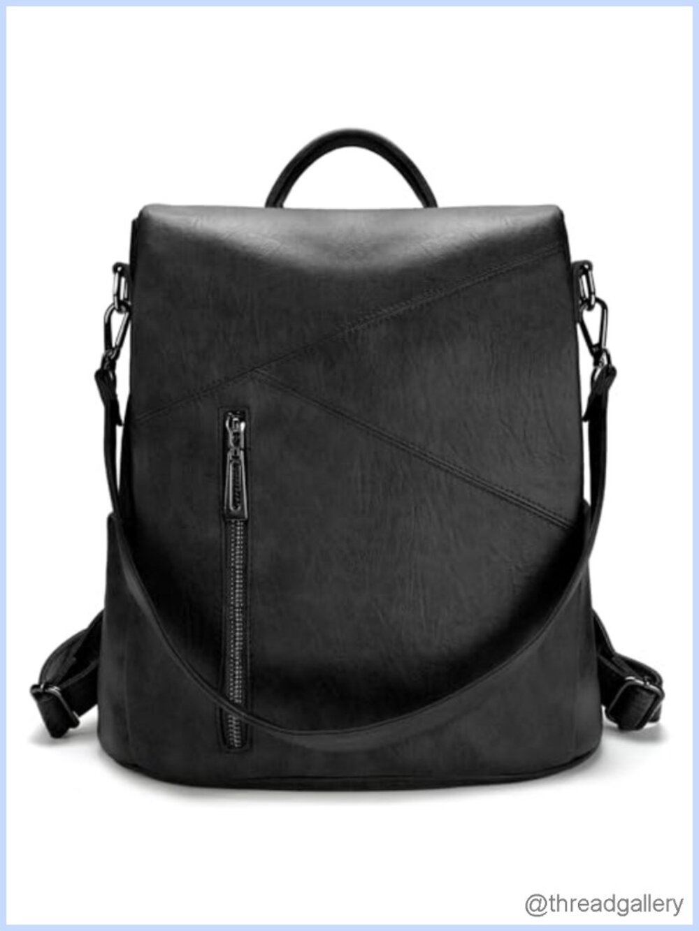 PU Leather Fashion Backpack Convertible Daypack Detachable Shoulder Strap